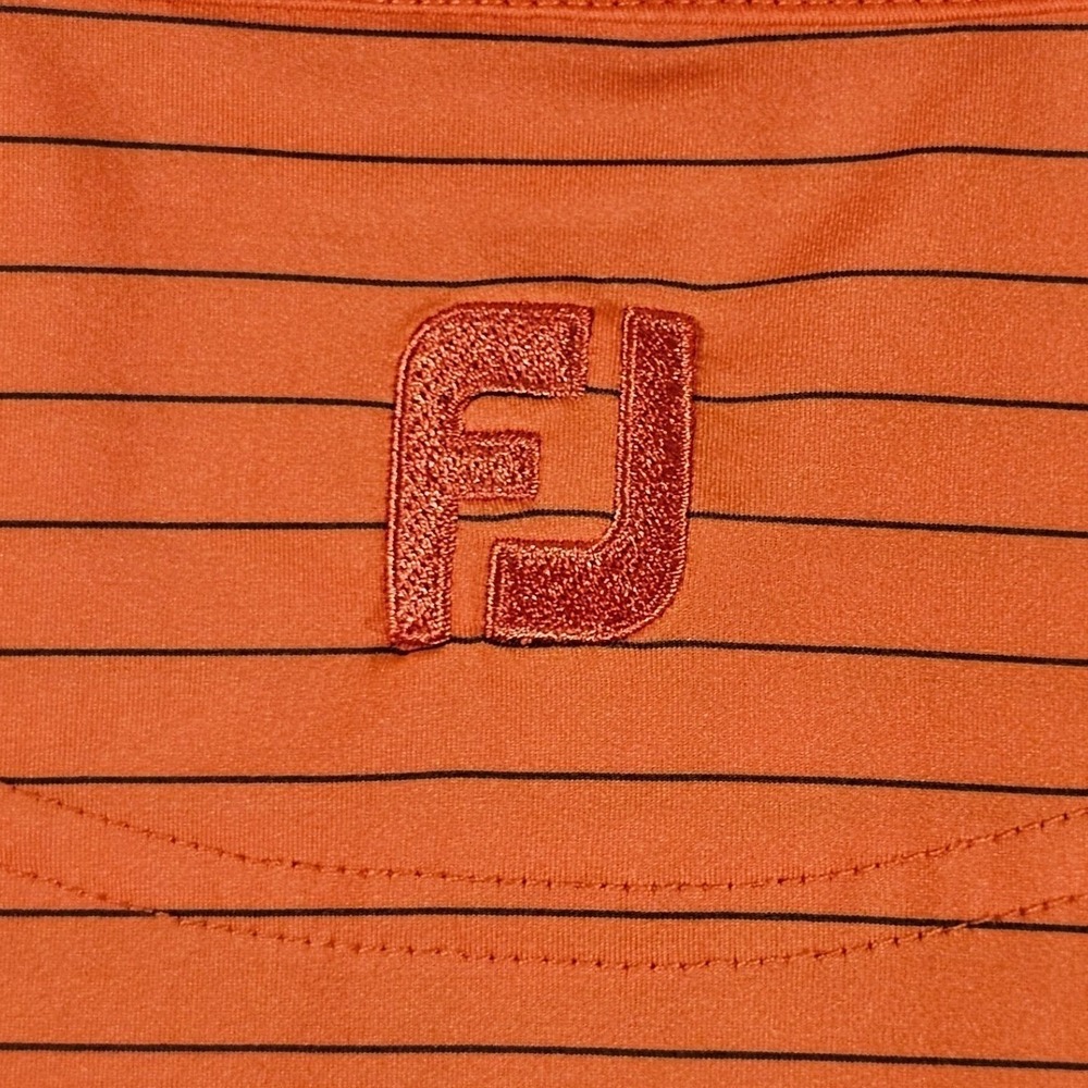 FootJoy(FJ) Polo Shirt Mens L Orange Striped Ulen Country Club Golf Performance - Picture 6 of 13